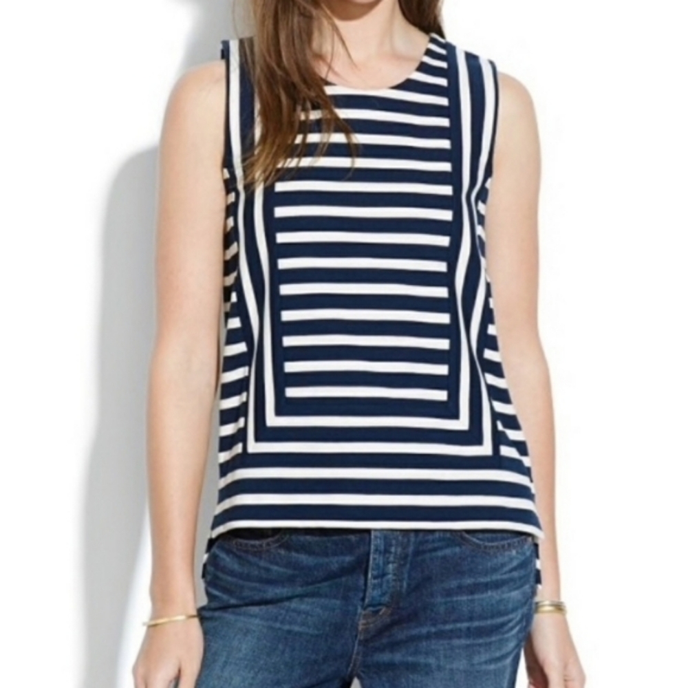 Madewell Frameset Ponte Striped Sleeveless Top